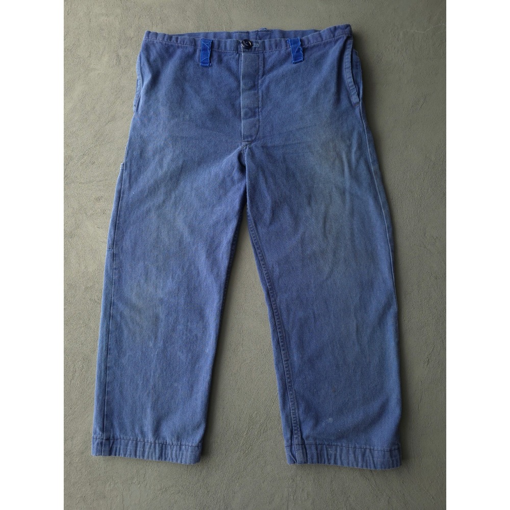 Vintage 80s Reindl Blue HBT Cotton Work Pants 33x23 Made in Germany